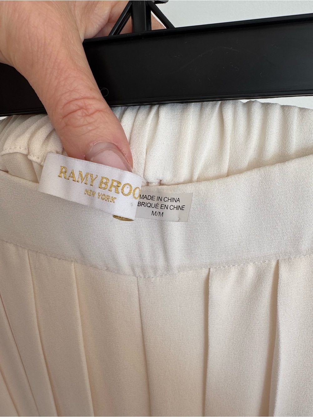 Ramy Brook Cream Pleated Wide-Leg Pant